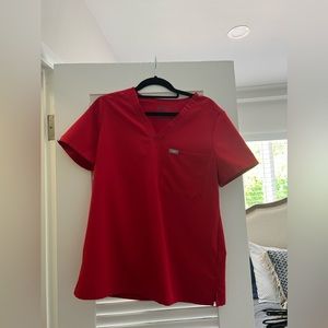 Figs Catarina One-Pocket Scrub Top and Zamora Jogger Scrub Pants - Red